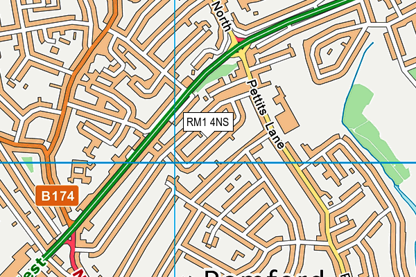 RM1 4NS map - OS VectorMap District (Ordnance Survey)