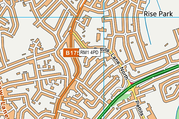 RM1 4PD map - OS VectorMap District (Ordnance Survey)