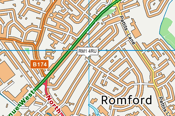 RM1 4RU map - OS VectorMap District (Ordnance Survey)