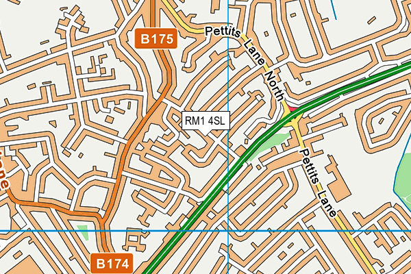 RM1 4SL map - OS VectorMap District (Ordnance Survey)