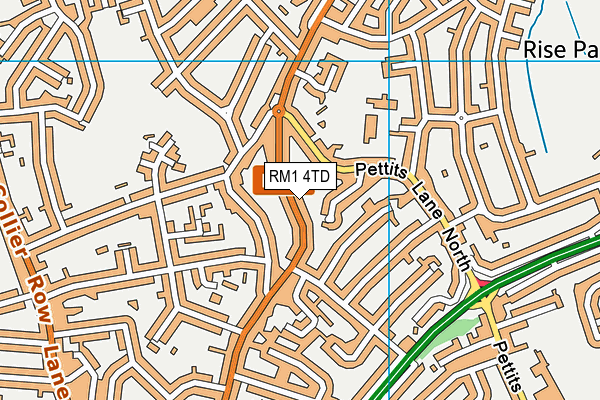 RM1 4TD map - OS VectorMap District (Ordnance Survey)