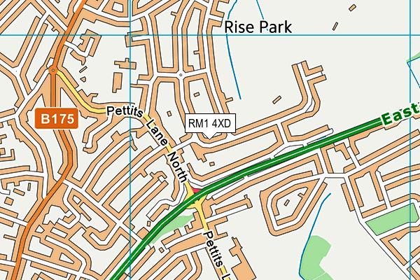 RM1 4XD map - OS VectorMap District (Ordnance Survey)