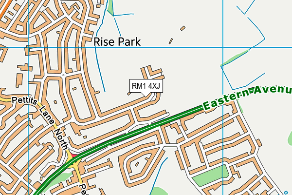 Rise Park map (RM1 4XJ) - OS VectorMap District (Ordnance Survey)