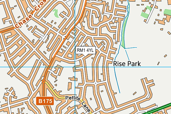 RM1 4YL map - OS VectorMap District (Ordnance Survey)
