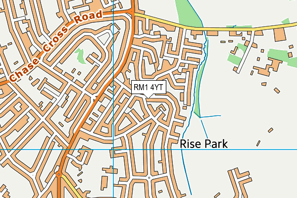 RM1 4YT map - OS VectorMap District (Ordnance Survey)