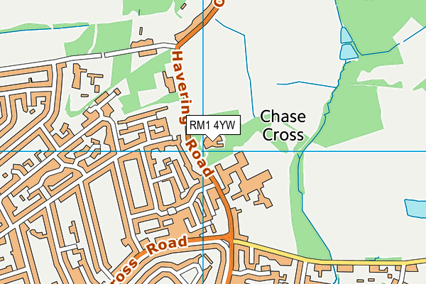 RM1 4YW map - OS VectorMap District (Ordnance Survey)