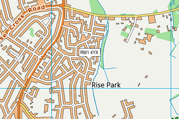 RM1 4YX map - OS VectorMap District (Ordnance Survey)