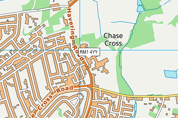 Bower Park Academy map (RM1 4YY) - OS VectorMap District (Ordnance Survey)