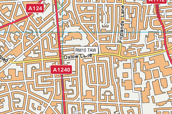 RM10 7AW map - OS VectorMap District (Ordnance Survey)