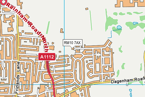 RM10 7AX map - OS VectorMap District (Ordnance Survey)