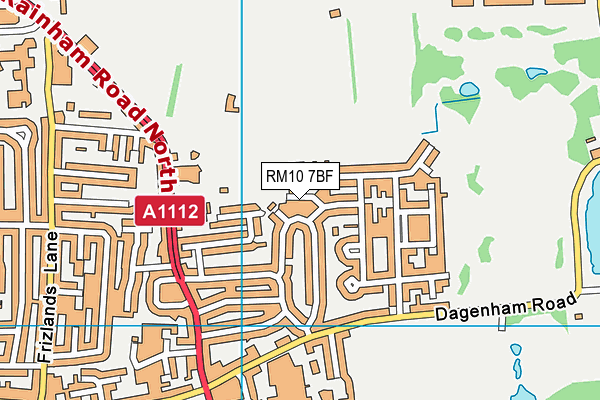 RM10 7BF map - OS VectorMap District (Ordnance Survey)