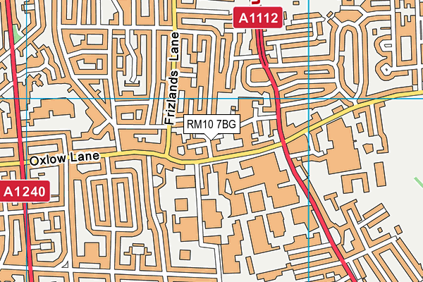 RM10 7BG map - OS VectorMap District (Ordnance Survey)