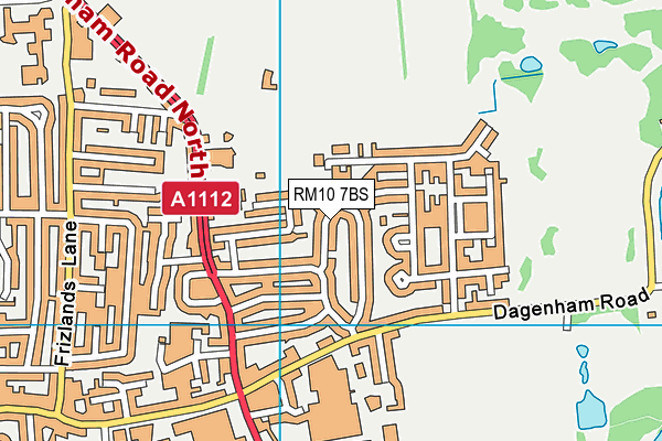 RM10 7BS map - OS VectorMap District (Ordnance Survey)