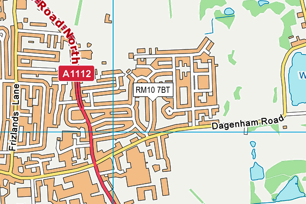 RM10 7BT map - OS VectorMap District (Ordnance Survey)