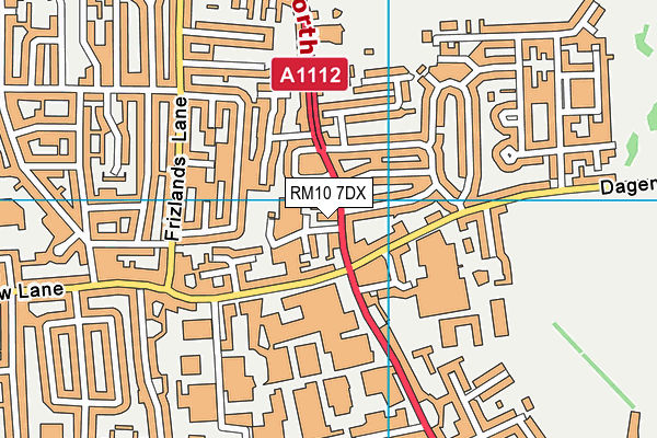 RM10 7DX map - OS VectorMap District (Ordnance Survey)