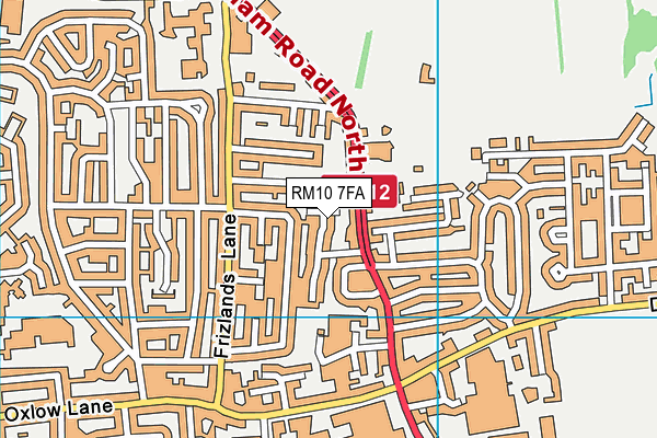 RM10 7FA map - OS VectorMap District (Ordnance Survey)