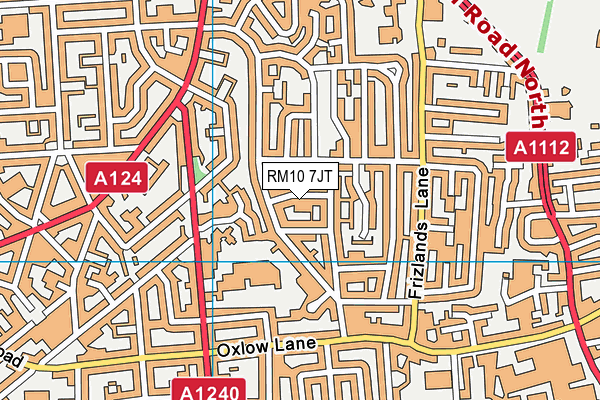 RM10 7JT map - OS VectorMap District (Ordnance Survey)