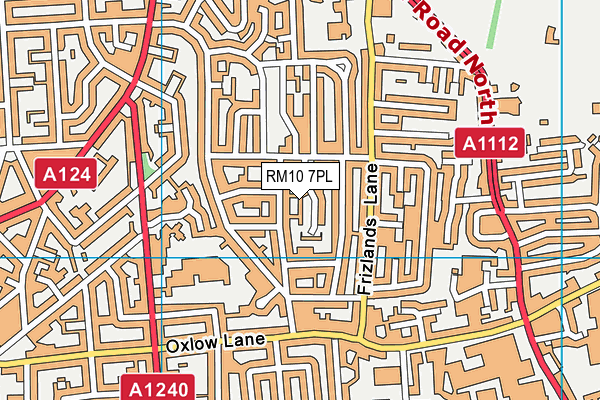 RM10 7PL map - OS VectorMap District (Ordnance Survey)
