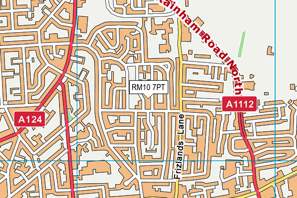 RM10 7PT map - OS VectorMap District (Ordnance Survey)