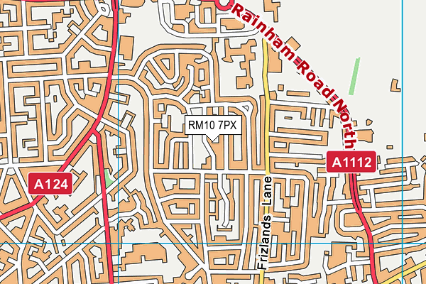 RM10 7PX map - OS VectorMap District (Ordnance Survey)