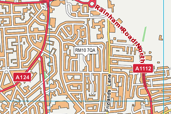 RM10 7QA map - OS VectorMap District (Ordnance Survey)