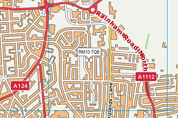 RM10 7QB map - OS VectorMap District (Ordnance Survey)