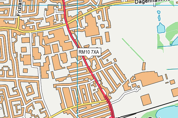 RM10 7XA map - OS VectorMap District (Ordnance Survey)