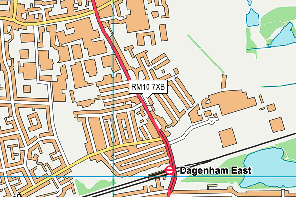 RM10 7XB map - OS VectorMap District (Ordnance Survey)