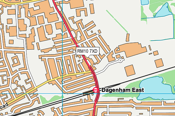 RM10 7XD map - OS VectorMap District (Ordnance Survey)