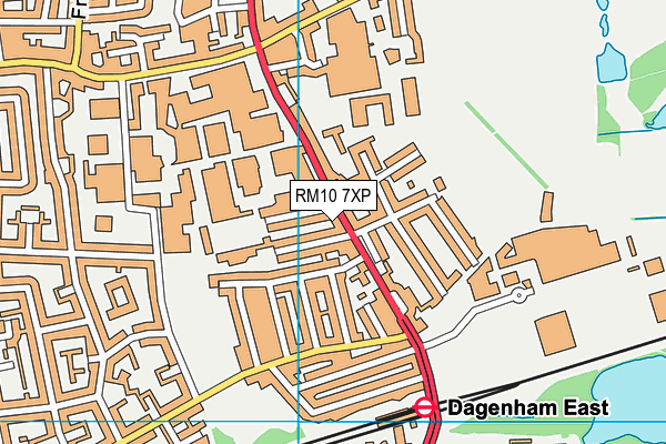 RM10 7XP map - OS VectorMap District (Ordnance Survey)