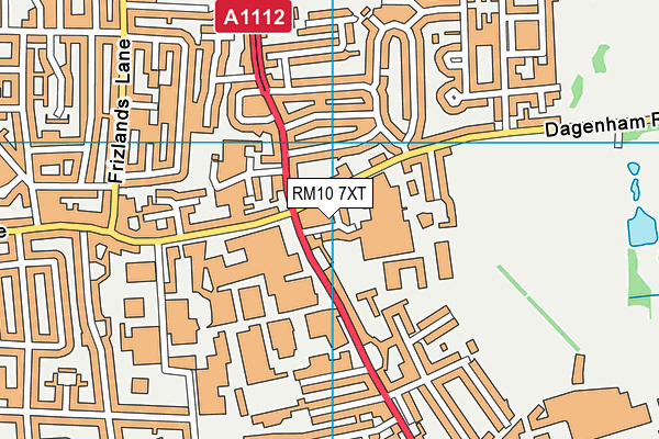 RM10 7XT map - OS VectorMap District (Ordnance Survey)