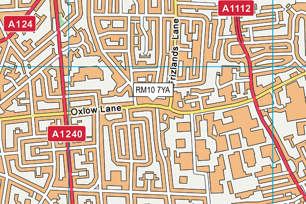 RM10 7YA map - OS VectorMap District (Ordnance Survey)