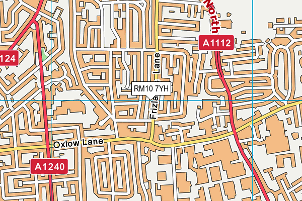RM10 7YH map - OS VectorMap District (Ordnance Survey)