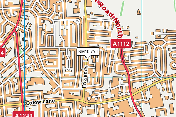 RM10 7YJ map - OS VectorMap District (Ordnance Survey)
