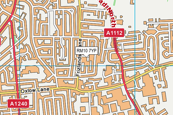 RM10 7YP map - OS VectorMap District (Ordnance Survey)