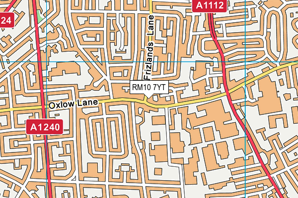 RM10 7YT map - OS VectorMap District (Ordnance Survey)