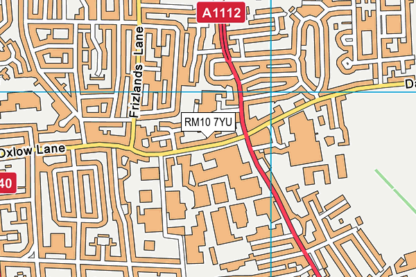 RM10 7YU map - OS VectorMap District (Ordnance Survey)