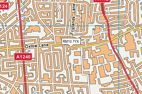 RM10 7YX map - OS VectorMap District (Ordnance Survey)