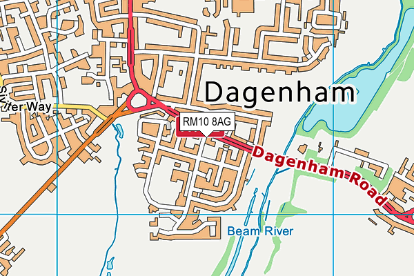 RM10 8AG map - OS VectorMap District (Ordnance Survey)