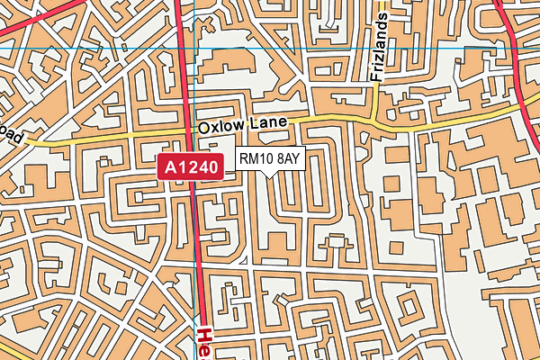 RM10 8AY map - OS VectorMap District (Ordnance Survey)