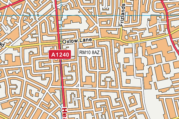 RM10 8AZ map - OS VectorMap District (Ordnance Survey)