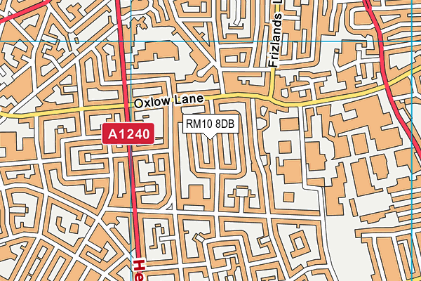 RM10 8DB map - OS VectorMap District (Ordnance Survey)
