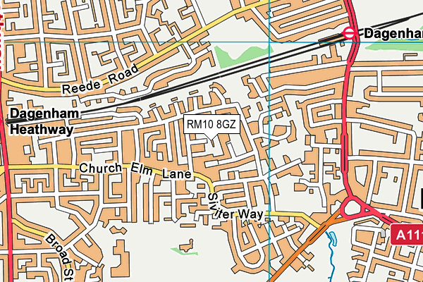 RM10 8GZ map - OS VectorMap District (Ordnance Survey)