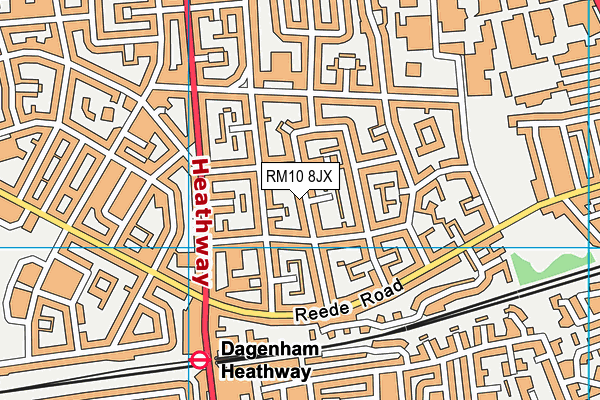 RM10 8JX map - OS VectorMap District (Ordnance Survey)