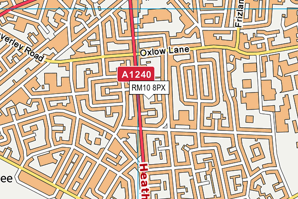 RM10 8PX map - OS VectorMap District (Ordnance Survey)