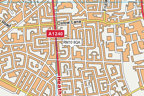 RM10 8QA map - OS VectorMap District (Ordnance Survey)