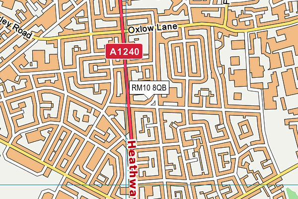 RM10 8QB map - OS VectorMap District (Ordnance Survey)
