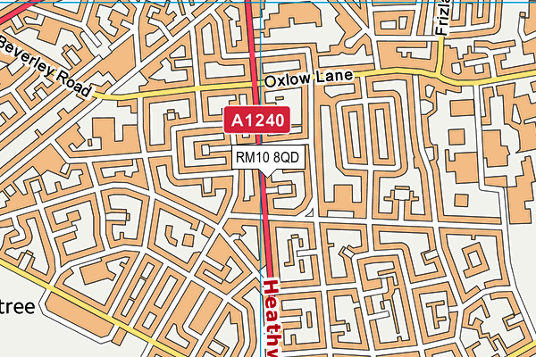 RM10 8QD map - OS VectorMap District (Ordnance Survey)