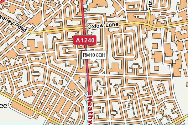 RM10 8QH map - OS VectorMap District (Ordnance Survey)