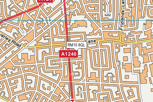 RM10 8QL map - OS VectorMap District (Ordnance Survey)